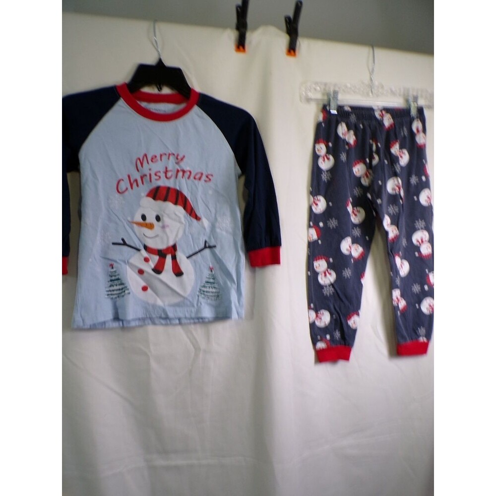 Kids 8Y 140cm Merry Christmas Snowman Pajama Set Unisex Sleepwear